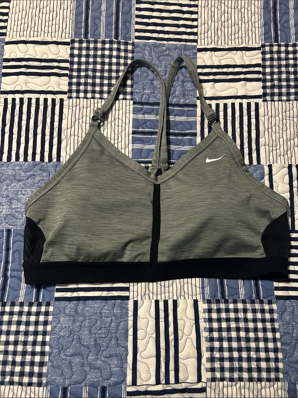 Nike Olive Green and Black Strappy Sports Bra